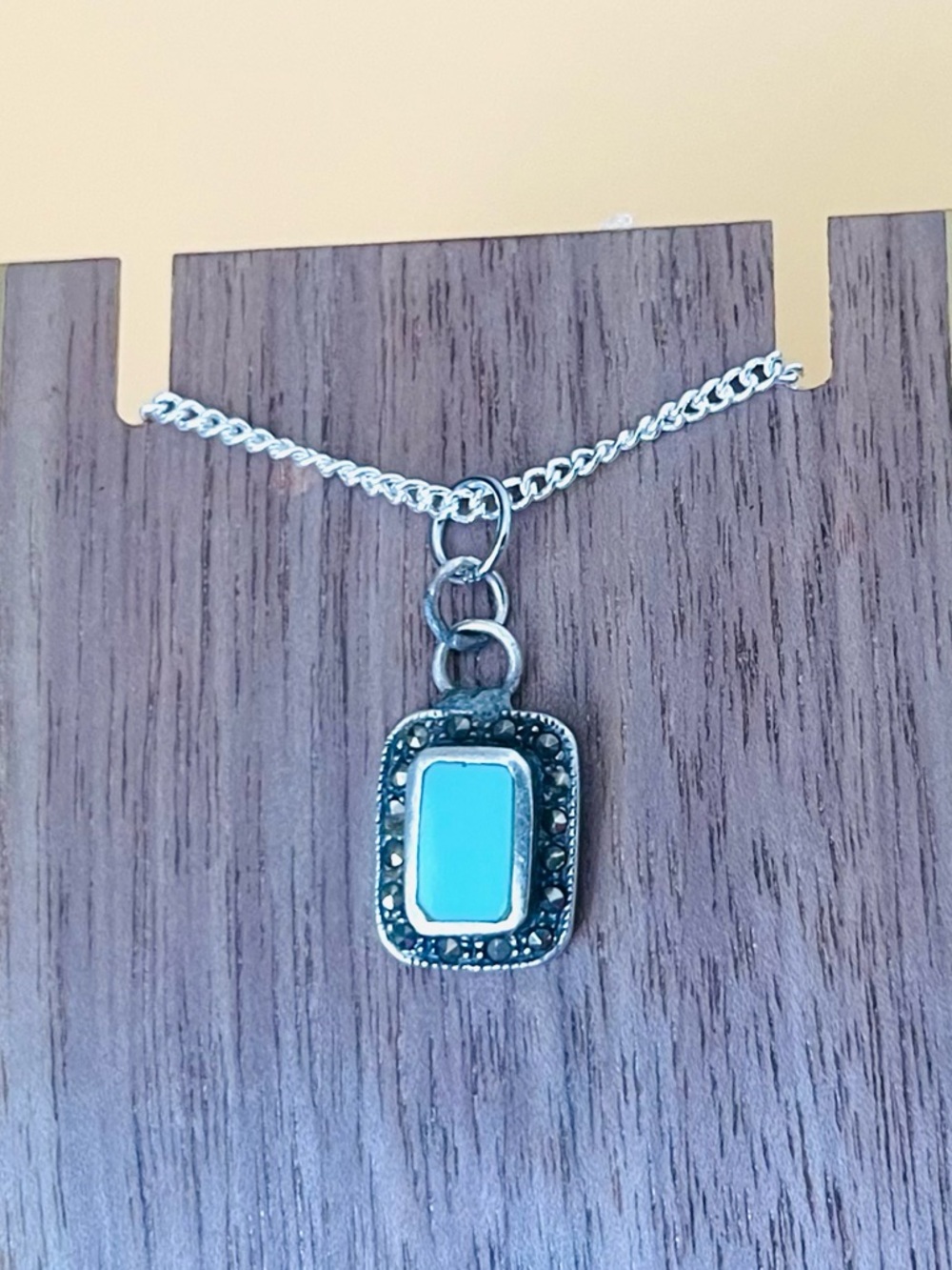 Elegant Turquoise & marcasite Pendant Necklace